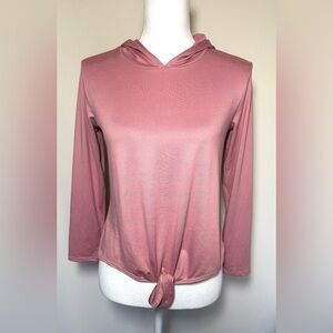 Crown of Hearts Hooded Dusty Pink Tie Front Top Women Size Juniors Large